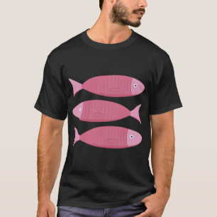 Camiseta 3 Ilustraciones de Pescado Sardinas en Rosa
