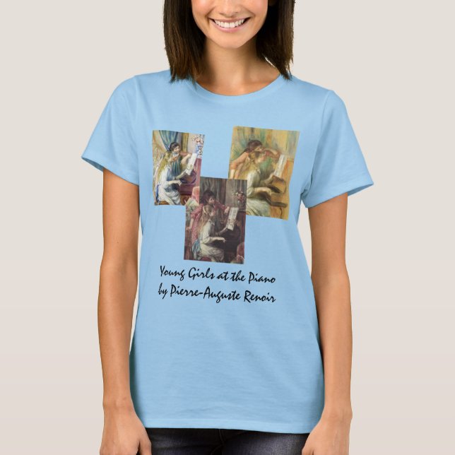 Camiseta 3 jóvenes muchachas al piano por Renoir (Anverso)