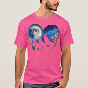 Camiseta 3 Lobo de árbol Moon Howling Lobos Cabeza Naturale