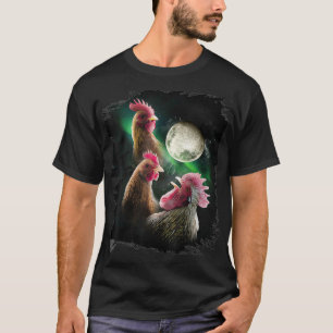 Camiseta 3 Lobos de pollos de la loma de la luna de pollo