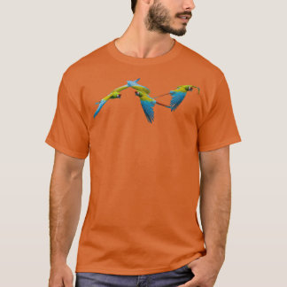 Camiseta 3 Loro de macao azul y amarillo volando