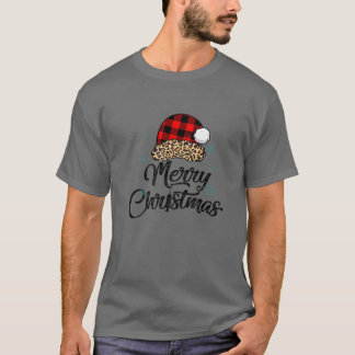 Camiseta 3.Mdr Leopard Santa Hat Merry Xmas Navidades Vacci