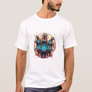 Camiseta 3 Moo Deng Moon Howling Moo Deng Hippo Meme Men Wo