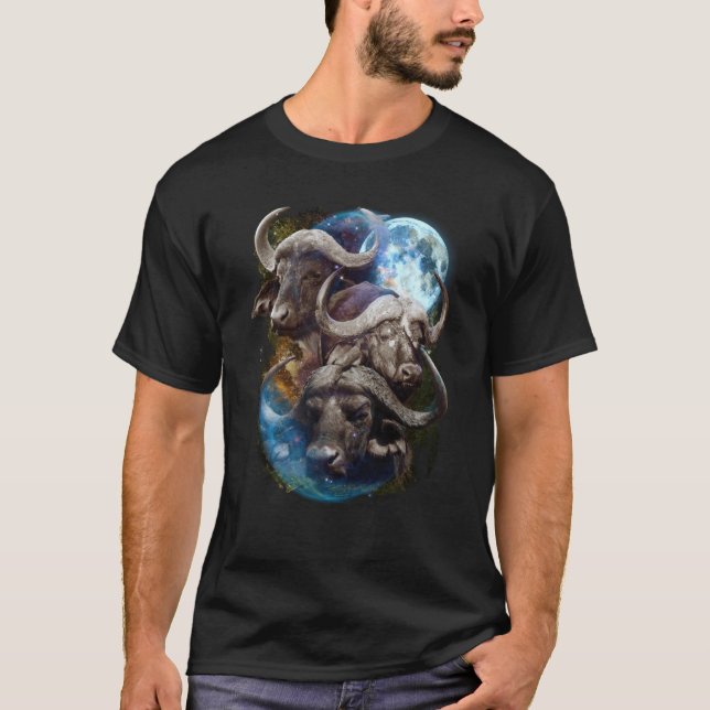Camiseta 3 Moon Buffalo Bison Graphic Animal (Anverso)