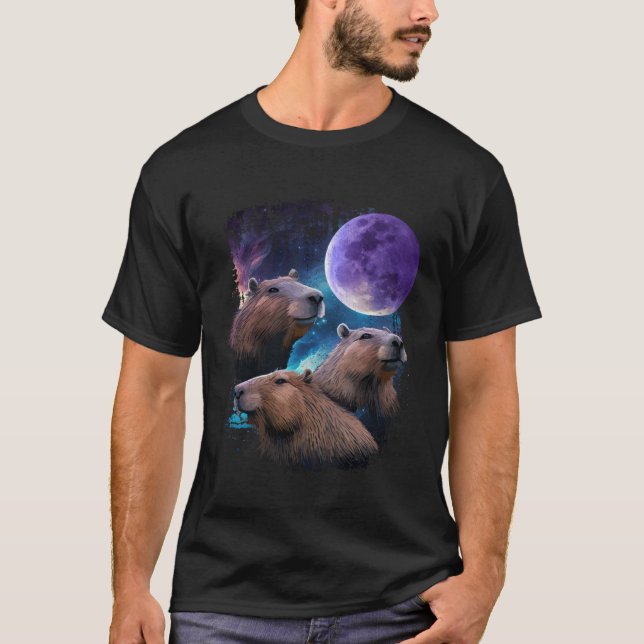 Camiseta 3 Moon Capybaras Capibara Animal gráfico (Anverso)