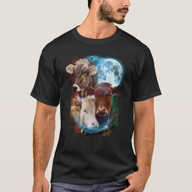 Camiseta 3 Moon Cow Livestock Cattle Animal (Anverso)