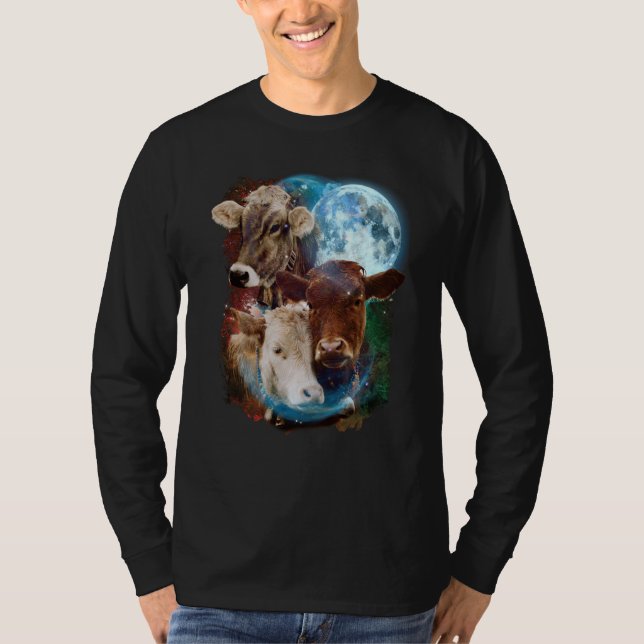 Camiseta 3 Moon Cow Livestock Cattle Animal (Anverso)