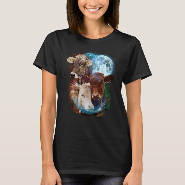 Camiseta 3 Moon Cow Livestock Cattle Animal (Anverso)