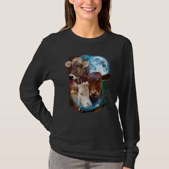 Camiseta 3 Moon Cow Livestock Cattle Animal (Anverso)