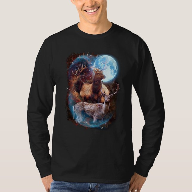 Camiseta 3 Moon Deer Animal Reindeer Graphic (Anverso)