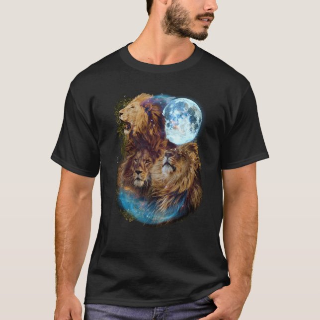 Camiseta 3 Moon Lion Felidae Wildcat Animal (Anverso)