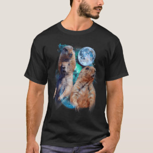 Camiseta 3 Moon Prairie Dog Art Rodent Squirrel Puppy Lover