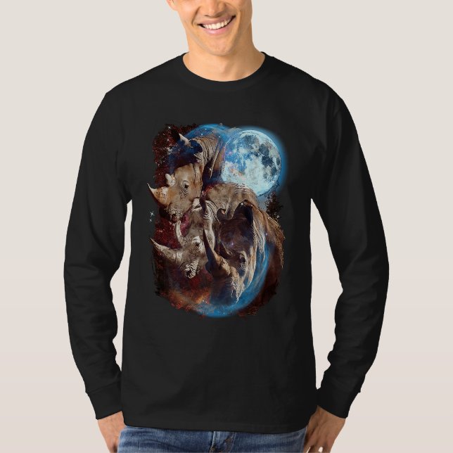 Camiseta 3 Moon Rhinoceros  Rhino Graphic Animal (Anverso)