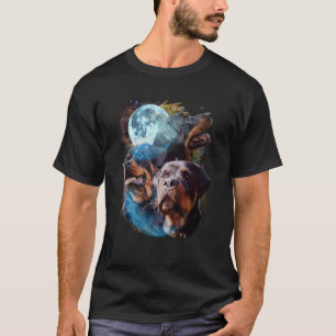 Camiseta 3 Moon Rottweiler Dog Canine Puppy Gráfica