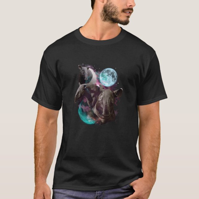 Camiseta 3 Moon Tapir Funny Tapirus Art Pig Animales Amante (Anverso)