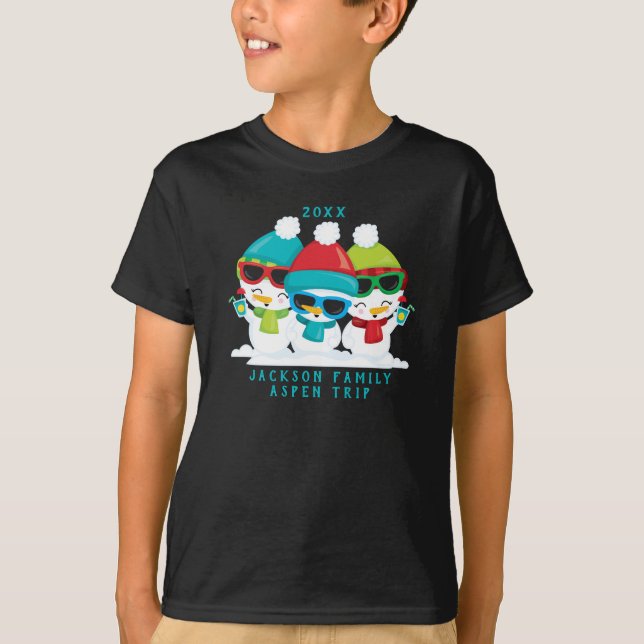 Camiseta 3 Navidades de nieve Personalizado de la familia d (Anverso)