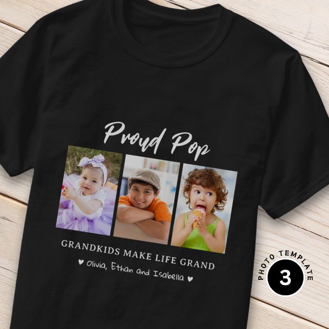 Camiseta 3 nietos fotográficos hacen de la vida un gran pop (Subido por el creador)