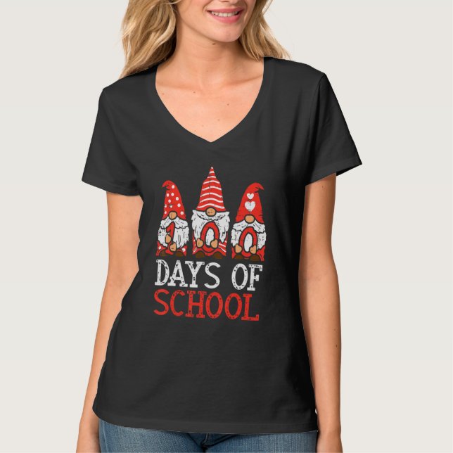 Camiseta 3 Nordic Gnomes 100 Days Of School 100th Day Teach (Anverso)