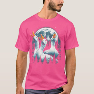 Camiseta 3 Patos Llanando En El Animal Lobo De La Luna