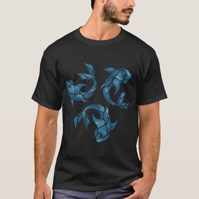 Camiseta 3 peces tribales azules (Anverso)