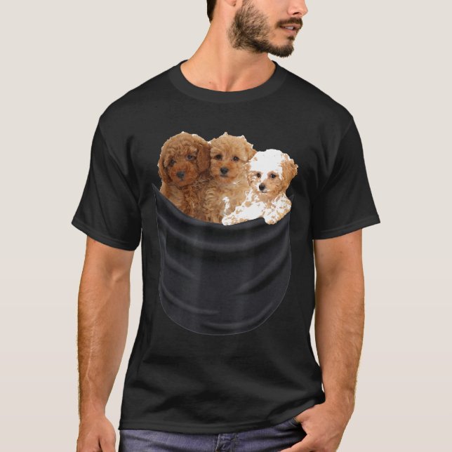 Camiseta 3 Perro De Poodle En Bolsillo Gracioso Regalo Para (Anverso)