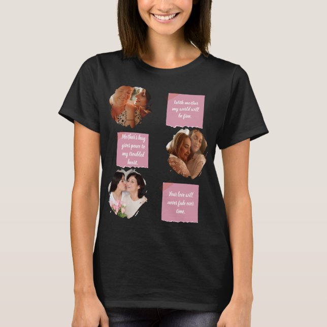 Camiseta 3 Photos Collage Heart Shape Happy Mother's Day  (Anverso)