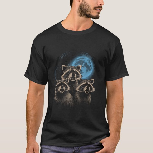 Camiseta 3 Racoon Moon Howling Raccoon Head Funny For Men W (Anverso)