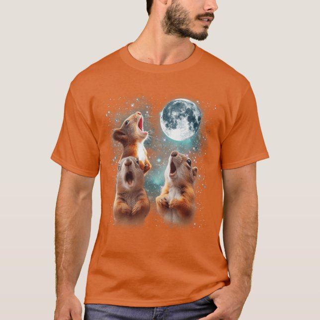 Camiseta 3 Squirrel Moon Howling Squirrel Head Funny for Me (Anverso)