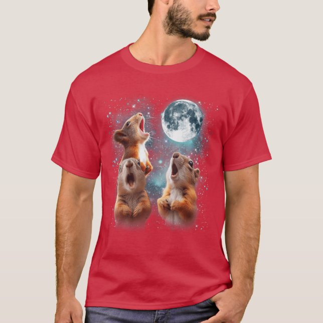 Camiseta 3 Squirrel Moon Howling Squirrel Head Funny for Me (Anverso)