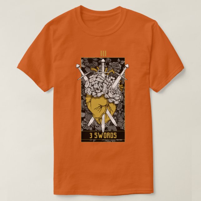 Camiseta 3 Swords Tarot Card Gold (Diseño del anverso)