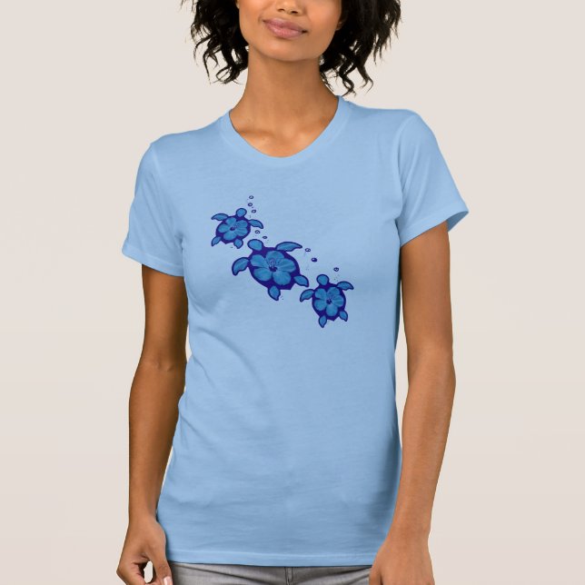Camiseta 3 tortugas azules de Honu (Anverso)