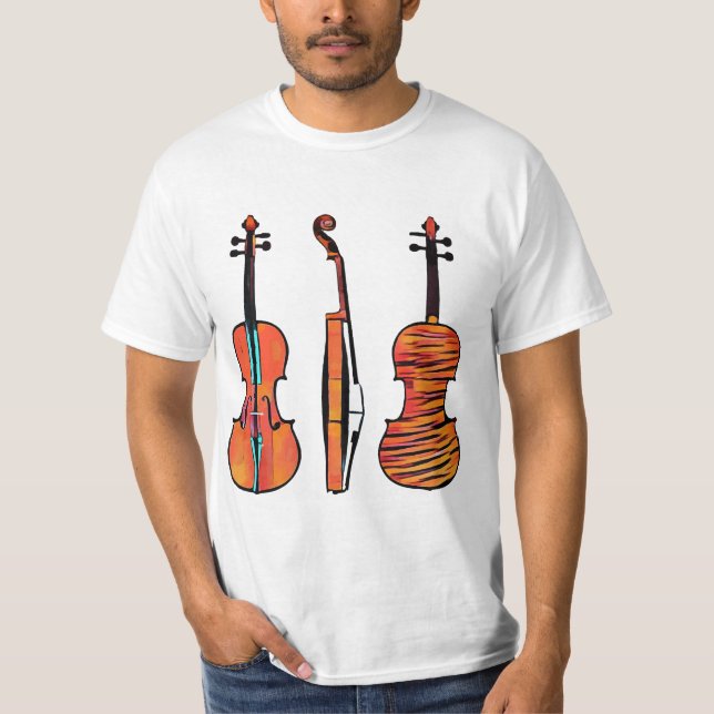 Camiseta 3 violines Instrumentos musicales originales Pop A (Anverso)