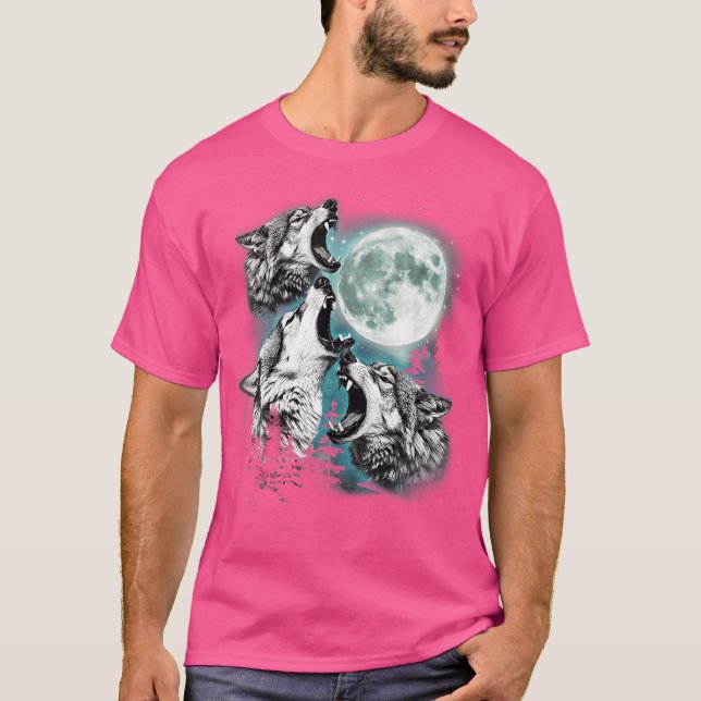 Camiseta 3 Wolf Moon Howling Wolf Head Funny Wolves (Anverso)