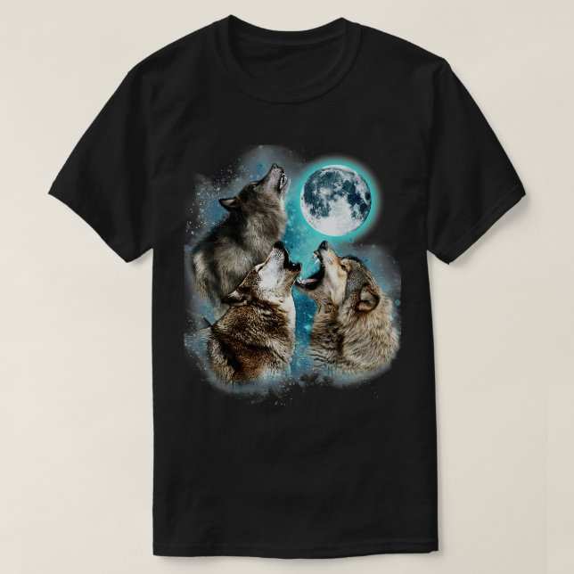 Camiseta 3 Wolf Moon Howling Wolf Head Funny Wolves For Men (Diseño del anverso)
