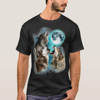 Camiseta 3 Wolf Moon Howling Wolf Head Funny Wolves For Men