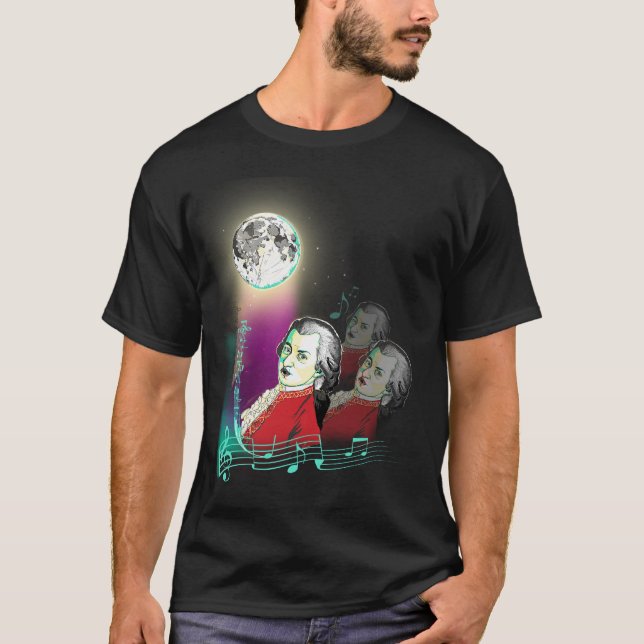 Camiseta 3 Wolfgang Amadeus Mozarts y luna (Anverso)