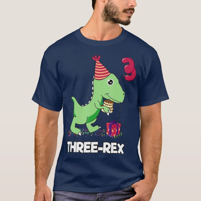 Camiseta 3 year old birthday gift Boy  Dinosaur Three Rex (Anverso)
