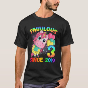 Camiseta 3 Years Old 3Rd Birthday Unicorn Girl Fabulous Sin