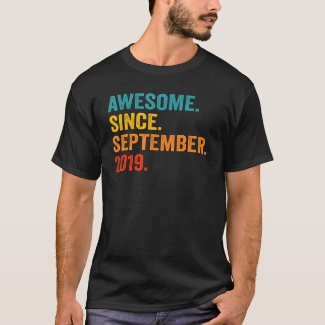 Camiseta 3 Years Old  Awesome Since September 2019 3rd Birt (Anverso)