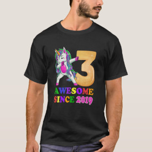 Camiseta 3 Years Old Unicorn Dabbing 3Th Birthday, Girl Uni