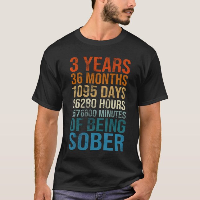 Camiseta 3 Years Sober Celebration Sober Sobriety Recovery  (Anverso)