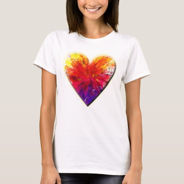 Camiseta 3D de corazones cromados (Anverso)