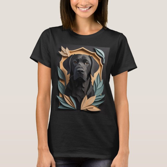 Camiseta 3D de diseño de Labrador negro de papel (Anverso)