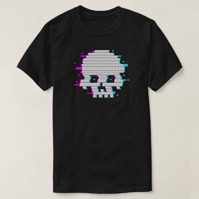 Camiseta 3D Pixel Skull Glitch Art Gamer Gift (Diseño del anverso)