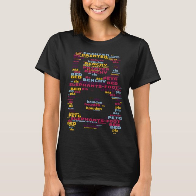 Camiseta 3D Printer hot end word cloud  3 (Anverso)