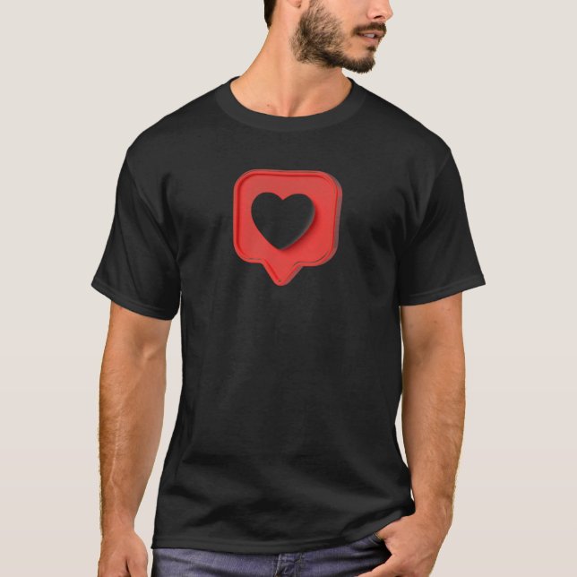 Camiseta 3D Red Social Media Heart Notification Bubble (Anverso)