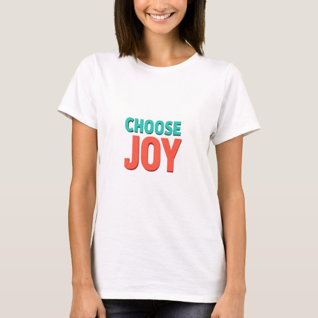 Camiseta 3D Rendered Text Graphic – “CHOOSE JOY” in Teal an (Anverso)