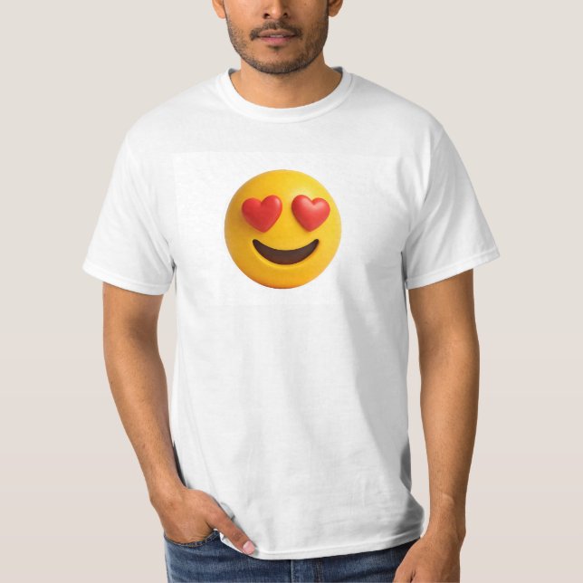 Camiseta 3d yellow smiling emoji face with heart shaped eye (Anverso)