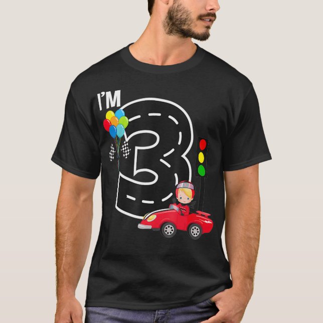 Camiseta 3rd Birthday Boys Race Car RaceCar  3 Year Old  (Anverso)