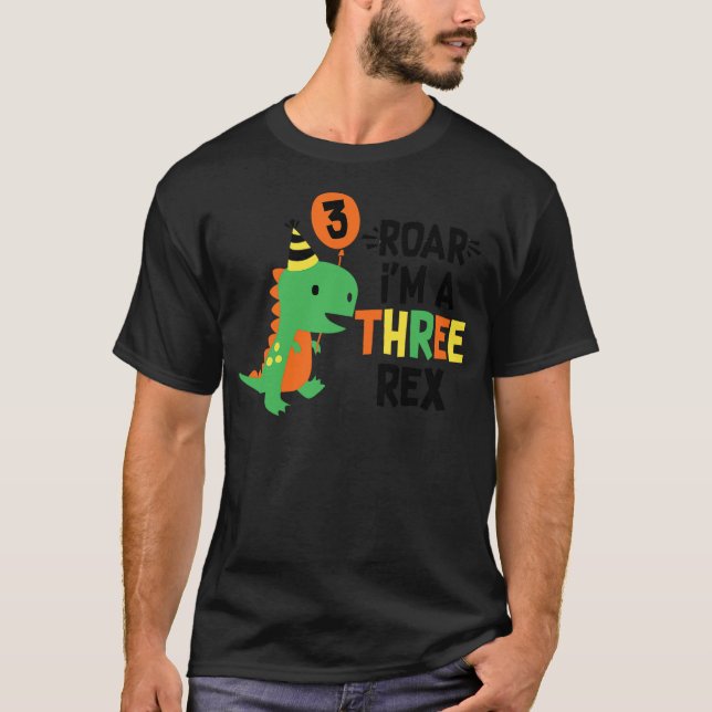 Camiseta 3rd Birthday Dinosaur Boys T-Rex Matching Family P (Anverso)
